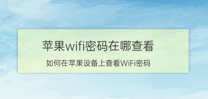 苹果wifi密码在哪查看 如何在苹果设备上查看WiFi密码